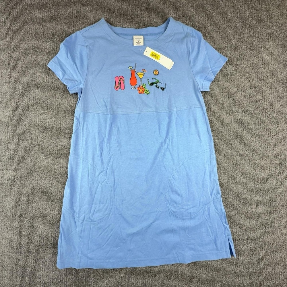 Westbound T-Shirt Dress Womens Small Blue Beach Graphic Flip Flop Summer Cotton